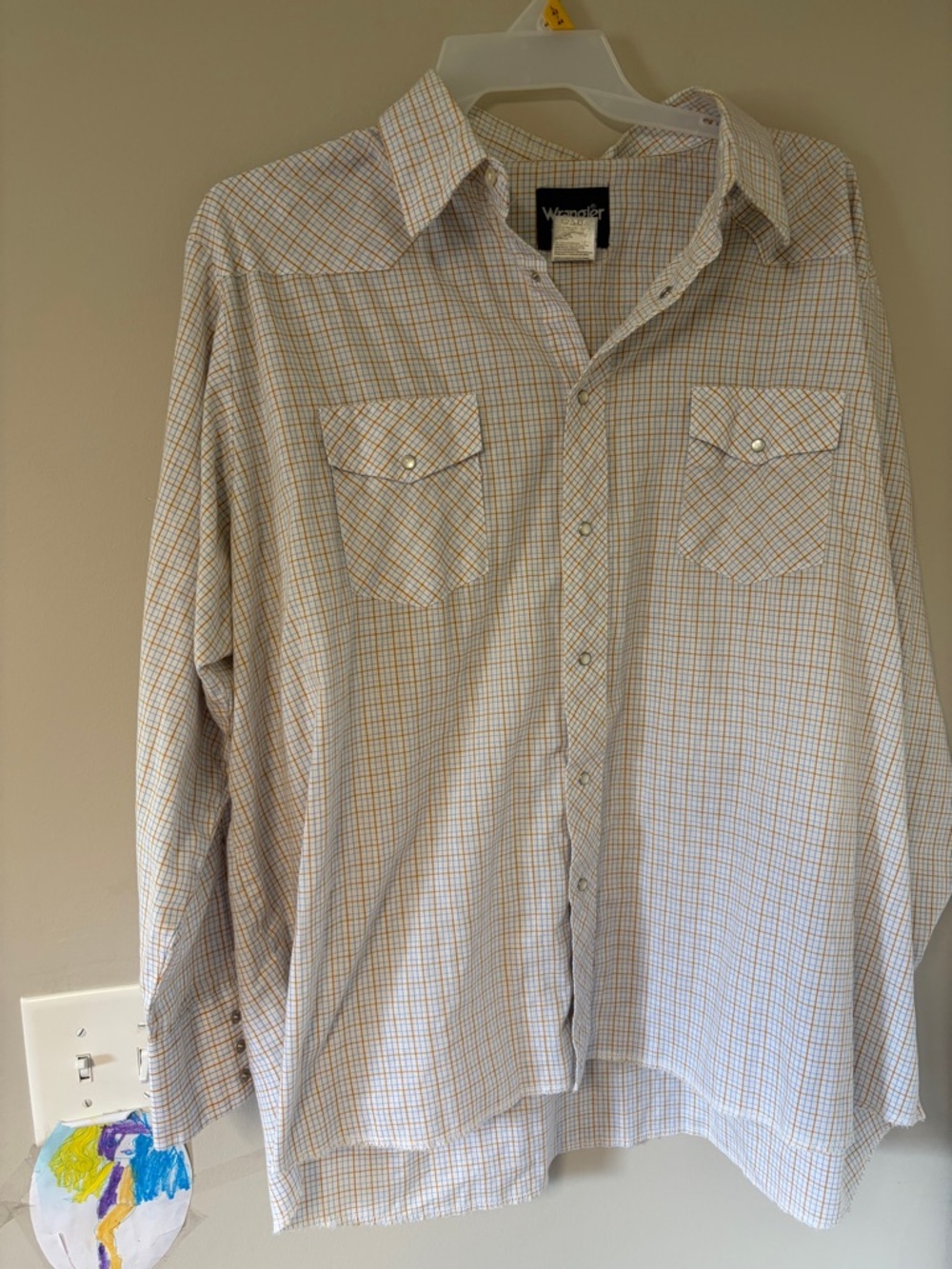 Vintage Wrangler Men's Pearl Snap Button Down Plaid Shirt 3X Western Plaid